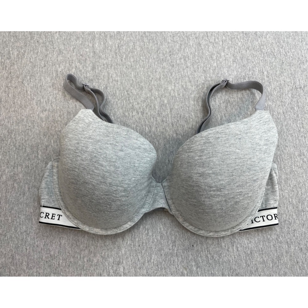 Victorias Secret Bra Women 36D Heathered Gray T-Shirt Lightly Lined Demi